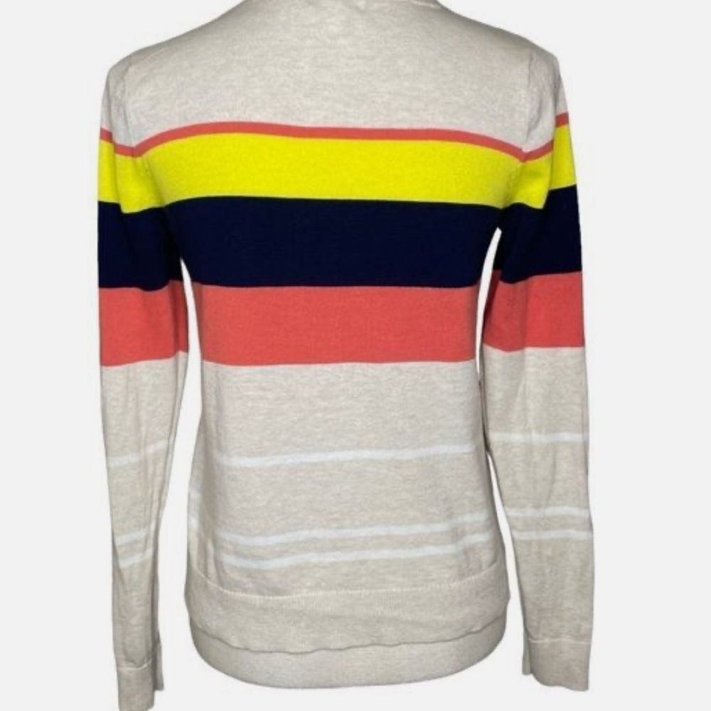 Caslon Striped Cardigan Cream Pink Navy Yellow - Picture 2 of 7